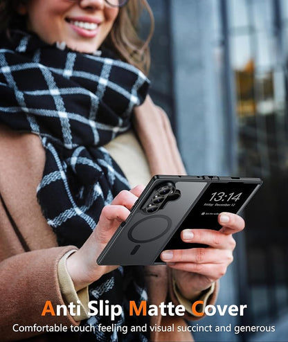 FNTCASE for Samsung Galaxy Z Fold7 Case: [Fit for Magsafe] [Screen Protector] Magnetic Translucent Matte, Military Grade Drop Protection, Shockproof Protective for Fold 7 Phone Cover (Black 8.0 inch)