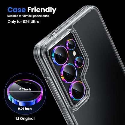 WSKEN for Samsung Galaxy S26 Ultra Camera Lens Protector - Ultra Thin Case Friendly, 9H Shatterproof Tempered Glass with Anti Scratch Metal Circle Camera Screen Protector Cover Accessories, Colorful