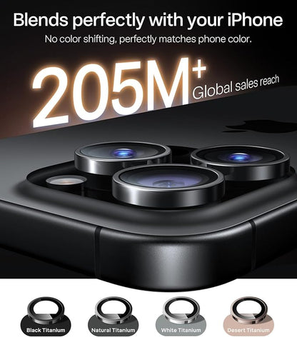 TORRAS 3-Year Ultimate Durability for iPhone 16 Pro Max/16 Pro Camera Lens Protector - 1:1 Invisible Fit & Ultra Clarity, Military-Grade 9H+ Aerospace Glass, Anti-Scratch, Easy Installation, Natural Titanium