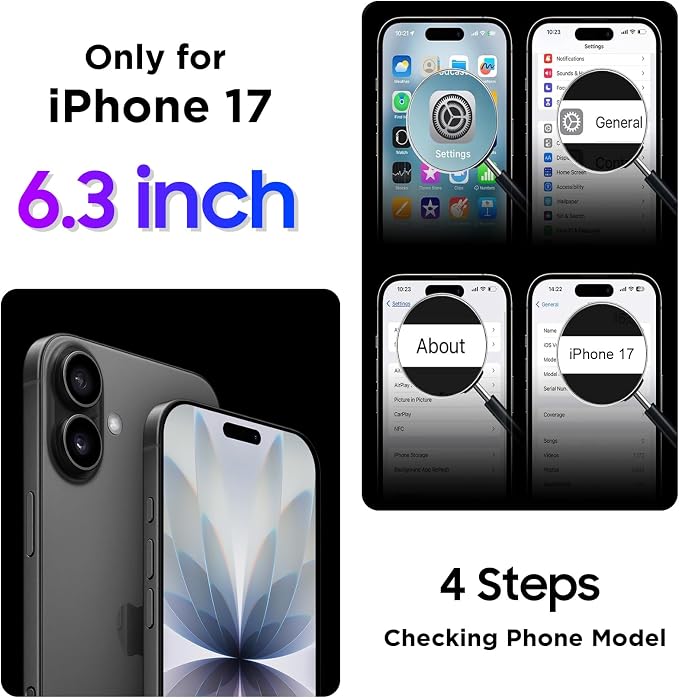 Temdan Magnetic Compatible with iPhone 17 Case,Waterproof Built-in Screen & Camera Protector IP68 Underwater Full Body 17FT Military Dropproof Shockproof Phone Case 6.3"-Mag/Black