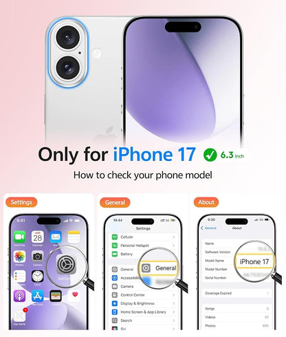 FNTCASE for iPhone 17 Case: [Compatible with Magsafe] Translucent Matte Cases with [Full Camera Protection] [Screen Protector] Military Grade Shockproof Protective Phone Cover - Light Purple