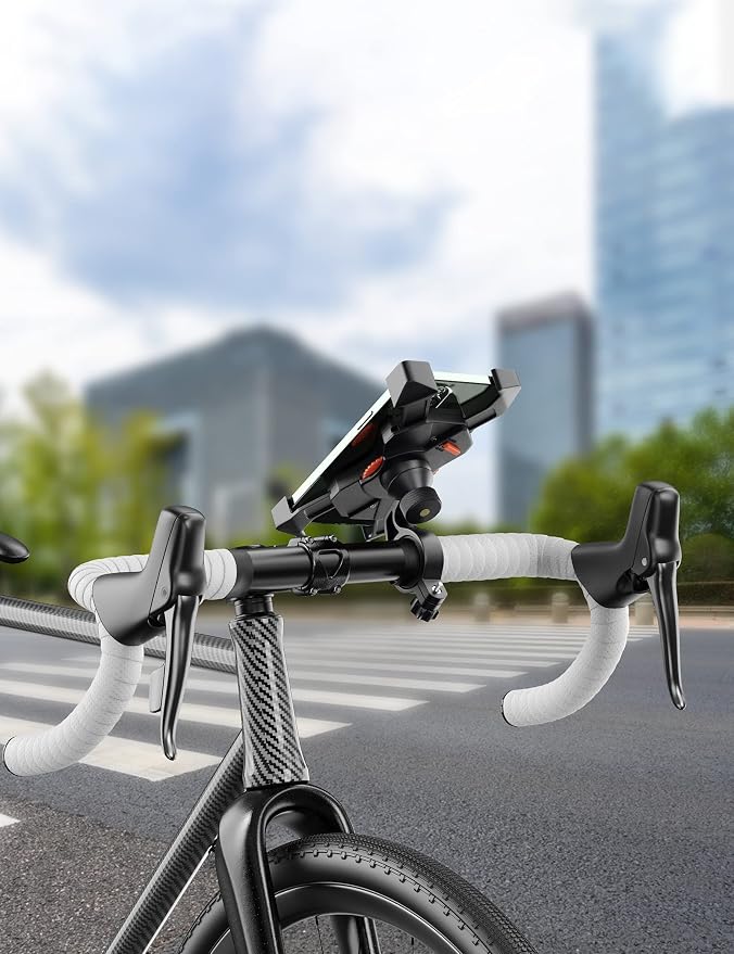 Grefay Bike Phone Holder, Motorcycle Phone Holder with Handlebar Clamp for Bicycle, Suitable with iPhone 16 15 14 Pro Max Plus/13 12 11 Pro Max Mini, XS XR X, SE/3.5-6.5 Inch Smartphone, 360 Rotatable