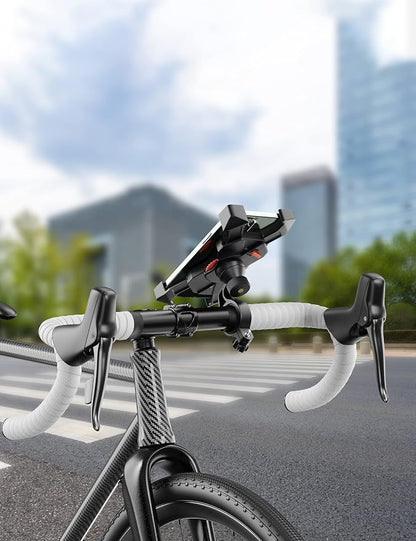 Grefay Bike Phone Holder, Motorcycle Phone Holder with Handlebar Clamp for Bicycle, Suitable with iPhone 16 15 14 Pro Max Plus/13 12 11 Pro Max Mini, XS XR X, SE/3.5-6.5 Inch Smartphone, 360 Rotatable