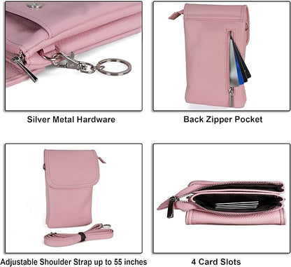 befen Genuine Leather Small Crossbody Bags for Women Cell Phone Bag Cross Body Purses,Silver Zipper