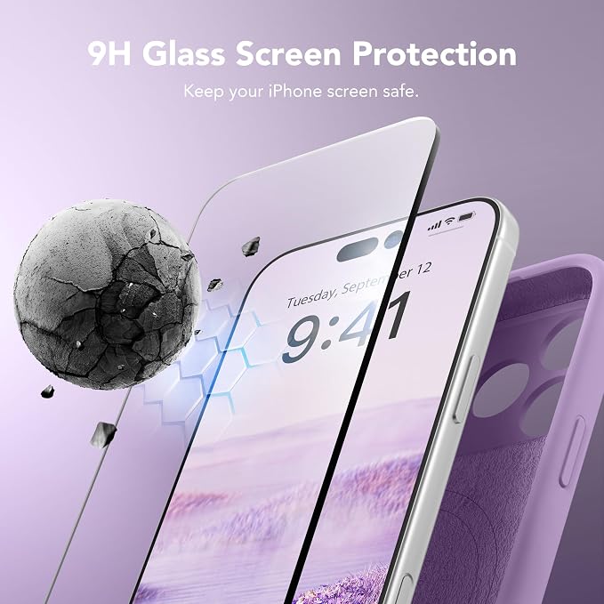 Magnetic for iPhone 17 Pro Case, Compatible with MagSafe, [Full Camera Protection][Screen Protector] Silicone Shockproof Protective Phone Case for iPhone 17 Pro 6.3", Light Purple