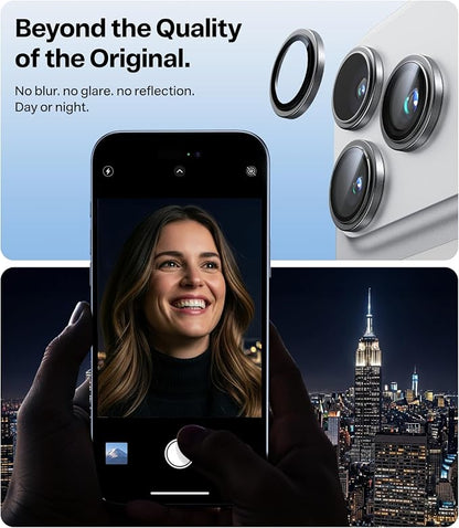 TORRAS 3-Year Ultimate Durability for iPhone 17 Pro Max/17 Pro Camera Lens Protector-1:1 Invisible Fit & Ultra Clarity, Military-Grade 9H+ Aerospace Glass Anti-Scratch Easy Installation,Gray