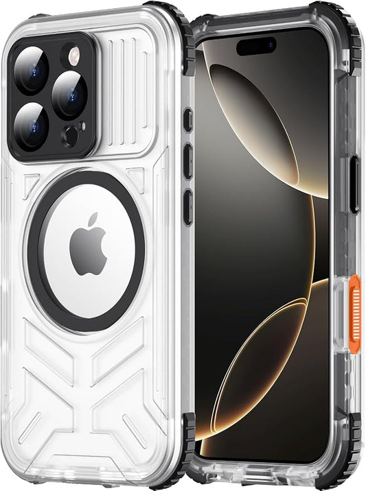 Red2Fire for iPhone 16 Pro Case Waterproof, [Built-in Screen Protector & Camera Protector][Compatible with MagSafe][Full Body Shockproof][IP68 Waterproof][Dustproof] Phone Case 6.3" Black