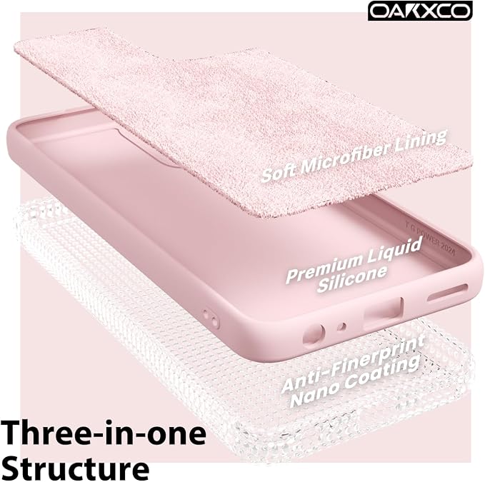 oakxco for Motorola Moto G Power 5G 2024 Phone Case Liquid Silicone, Thin Slim Soft Rubber Gel TPU Plain Simple Cover for Women Girl Cute, Matte Solid Color, Light Pink