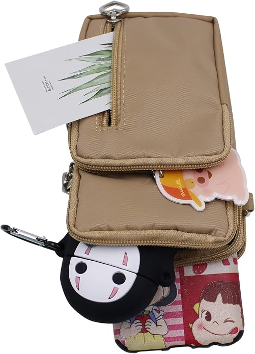 JUMISEE 3-Layers Crossbody Bag Cellphone Pouch Armband Wallet Nylon Smartphone Purse