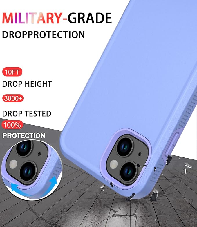 Diverbox for iPhone 14 case [Shockproof] [Dropproof] [Tempered Glass Screen Protector ],Heavy Duty Protection Phone Case Cover for Apple iPhone 14 (Purple-2in1)