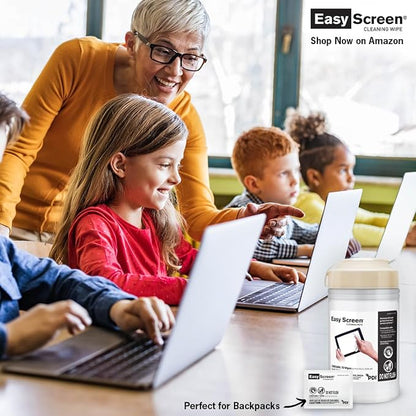 Easy Screen Cleaning Wipes, Electronic Screen Cleaning, Laptops, Monitors, Phone, Tablet, TV Screen Cleaning Wipe, 70 Wipes per Canister, Large 9"x 6" Durable Wipe