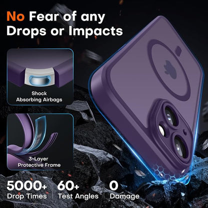 TOCOL for Phone 14 Case, Compatible with Magsafe Charger, Full Camera Protection, Drop Protection, Translucent Matte Phone Case for iPhone 14 6.1 inch (Midnight Purple)