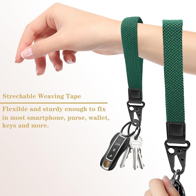 Stretchy Wristlet Keychain, Wrist Lanyard Strap Key Chain Holder to Hold Keys Wallet Phone ID Badge for Men Women