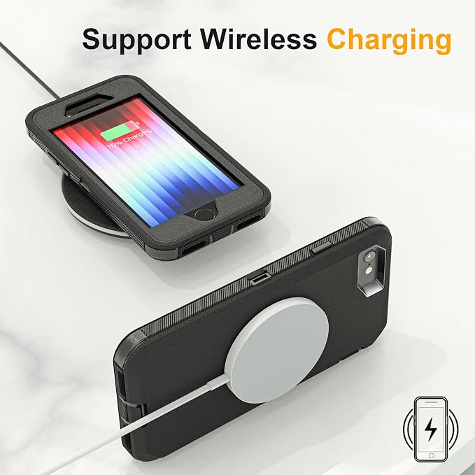 jaroco for iPhone SE Case 2022/2020/3rd/2rd,iPhone 8/7 case [Shockproof] [Dropproof] [Military Grade Drop Tested] with Non-Slip Removable Heavy Duty Full Body Phone Case-Black