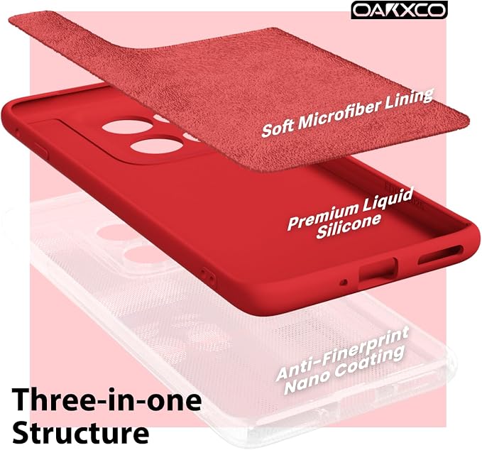 oakxco for Motorola Moto Edge 2025 Phone Case Liquid Silicone, Thin Slim Soft Rubber Gel TPU Plain Protective Simple Cover for Women Girl Cute, Matte Solid Color Aesthetic, Red