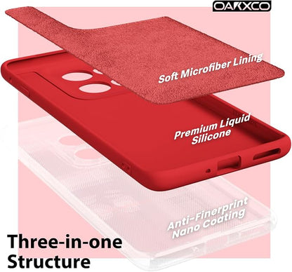 oakxco for Motorola Moto Edge 2025 Phone Case Liquid Silicone, Thin Slim Soft Rubber Gel TPU Plain Protective Simple Cover for Women Girl Cute, Matte Solid Color Aesthetic, Red