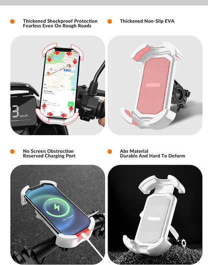 ROCKBROS Bike Phone Holder, Motorcycle Phone Mount with Security Lock, Shockproof Bicycle Phone Mount, Adjustable Phone Holder for Bike, Motorcycle, Scooter, Suitable for 4.7”-6.8”