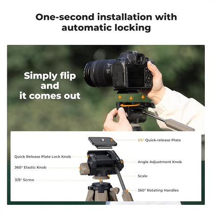 K&F CONCEPT Camera Tripod, 75" Lightweight Portable Travel Outdoor DSLR Tripods for Camera Phone Video Recording Tripod Stand, Cellphone Clip for Smartphone Live Streaming Vlog (Grey, 75'')