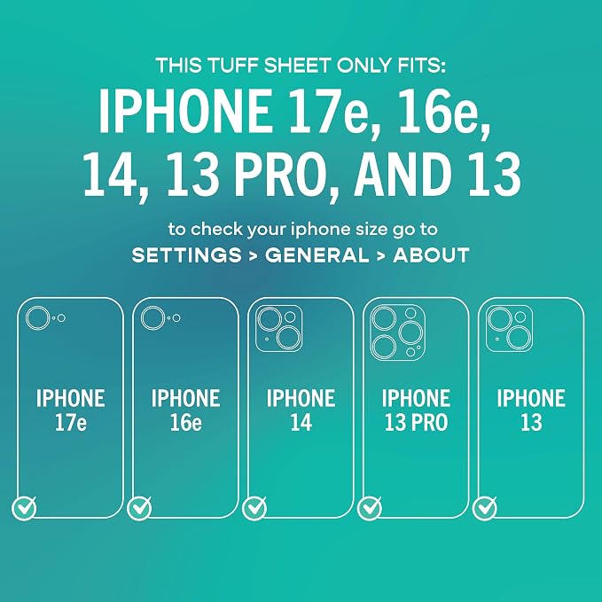 Smartish® iPhone 17e / 16e Screen Protectors - Tuff Sheet - 2-Pack Tempered Glass Easy Install Frame [Scratch Resistant] Case-Friendly For Apple iPhone 17e/16e/14/13/13 Pro - Clear 2-Pack