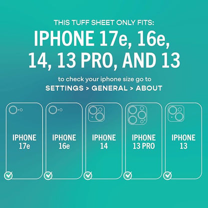 Smartish® iPhone 17e / 16e Screen Protectors - Tuff Sheet - 2-Pack Tempered Glass Easy Install Frame [Scratch Resistant] Case-Friendly For Apple iPhone 17e/16e/14/13/13 Pro - Clear 2-Pack