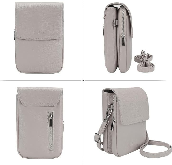 befen Genuine Leather Small Crossbody Bags for Women, Cell Phone Cross body Purse Bag with RFID Blocking Card Slots