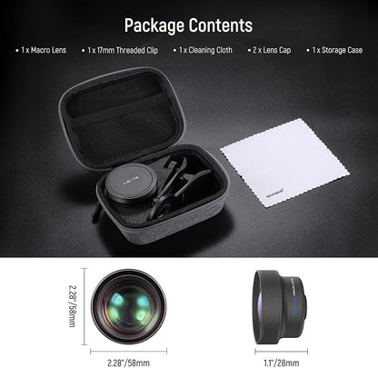 NEEWER 75mm Macro Phone Camera Lens with 17mm Threaded Lens Clip, 3X Magnification, 5 Elements in 5 Groups for Backplate, Phone Cage, Case Compatible with iPhone Samsung Android, LS-73