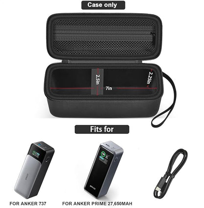 Protective Storage Case for Anker 737 Power Bank (PowerCore 24K 140W) -Hard Shell Organizer with Custom Fit, Interior Mesh Pocket & Sturdy Zipper for On-The-Go Essentials (Case Only)