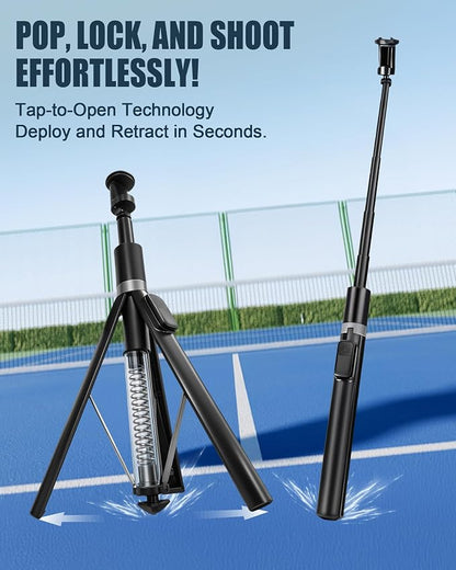 Automatic Phone Tripod, 67’’ Auto-Deploy Selfie Stick Tripod with Remote - 360° Rotatable Extendable - Portable Phone Tripod Stand for Video Recording on iPhone Android