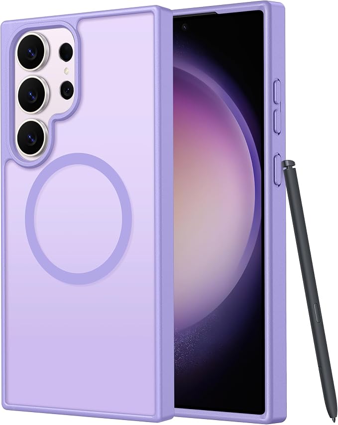 FNTCASE for Samsung Galaxy S23 Ultra Case, Compatible with Magsafe | Translucent Matte Magnetic Back, 14FT Military Grade Drop Protection, Shockproof Protective Phone Cover