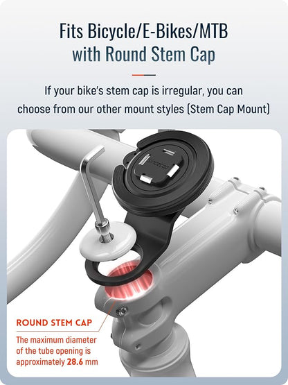 sincetop Bike Stem Magnetic Phone Mount Series Q [ Quad ] - Mountain Bicycle Stem Phone Holder - Quick Lock & Release - Aluminum Handlebar Cycling Cell Holder for MTB Ebike Road Electric