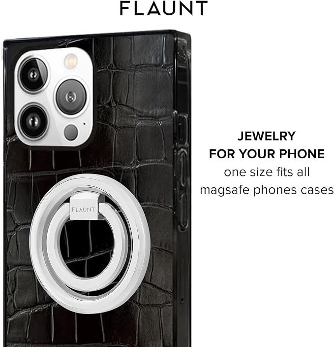 Flaunt MagSafe Phone Ring Holder & Stand - Removable MagSafe Phone Holder for Hand - Durable & Lightweight - Stylish Magnetic Grip Ring for iPhone 17 Pro Max/16 Pro Max/15/14/13/Pixel 10 (Silver)