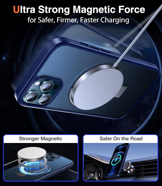 Chicfun 3-in-1 [Magnetic+Kickstand+Ring Holder] for iPhone 12 Pro Max Case Stand Ring Holder Compatible with MagSafe, Military Shockproof Protective Matte iPhone 12 Pro Max Phone Case Kickstand Cover