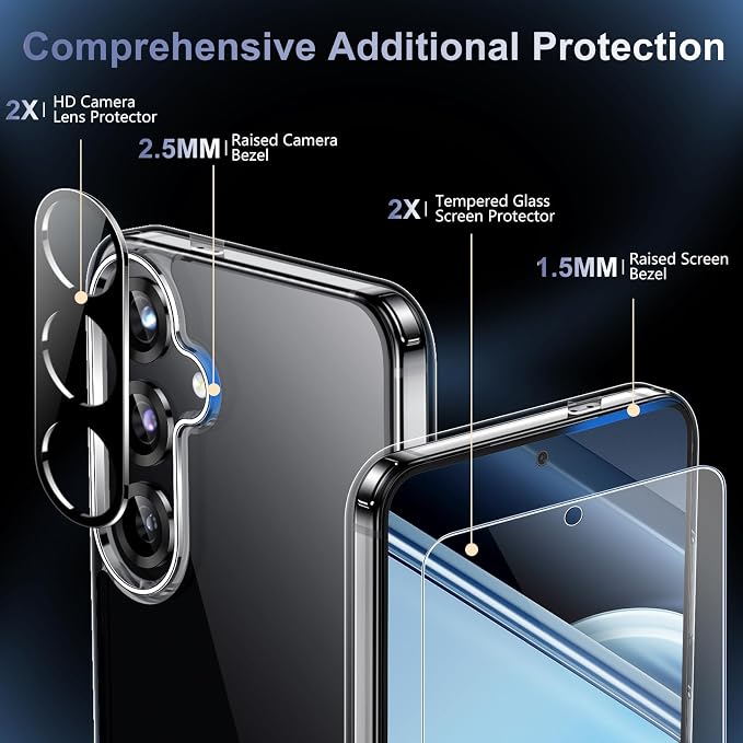 Red2Fire for Samsung Galaxy S25 Plus Case Clear, [Non-Yellowing] [Slim Thin] [Military Grade Drop Protection] Lightweight Shockproof Protection Phone Case for S25 Plus Case,Clear