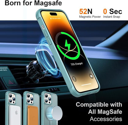 360° Magnetic Swivel Ring for iPhone 14 pro max case, Built-in Metal Stand and Ring Holder, Magsafe Compatible, Military Grade Protection, Shock and Vibration Resistant-Lake Blue