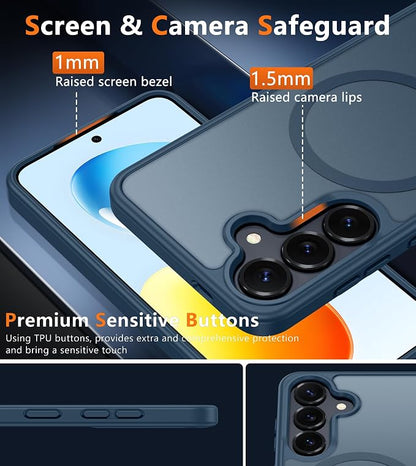 FNTCASE for Samsung Galaxy S25 Case: for Galaxy S24 Cases Magnetic Military Grade Drop Protection Translucent Cell Phone Cover - Slim Durable Shockproof Protective Bumper Cases- 6.2 inches (Blue) | Magnetic Phone Cases, 14FT Military Grade Drop Protect...
