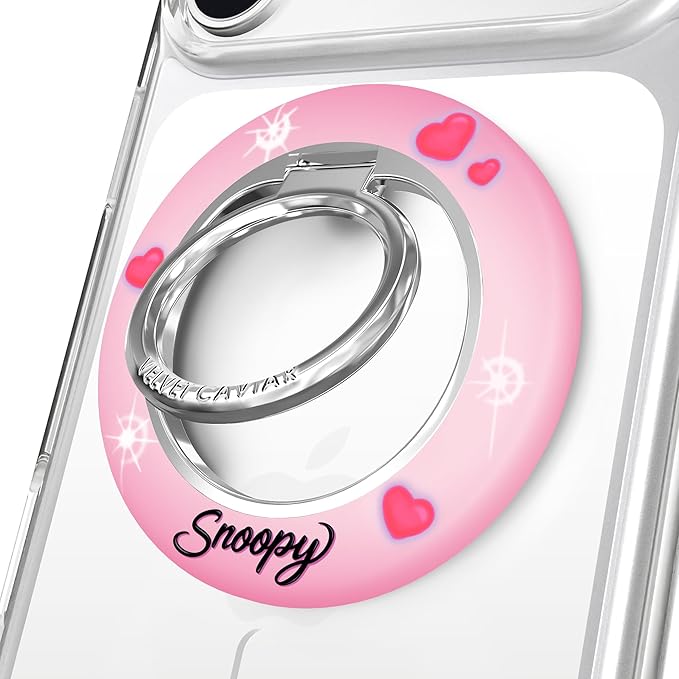VELVET CAVIAR Compatible with MagSafe Phone Grip 2.0 | Cute Magnetic Ring Holder | Finger Loop Kickstand | Pop On Accessory for iPhone 17, 16, 15, 14, 13, 12 | Snoopy Be Mine