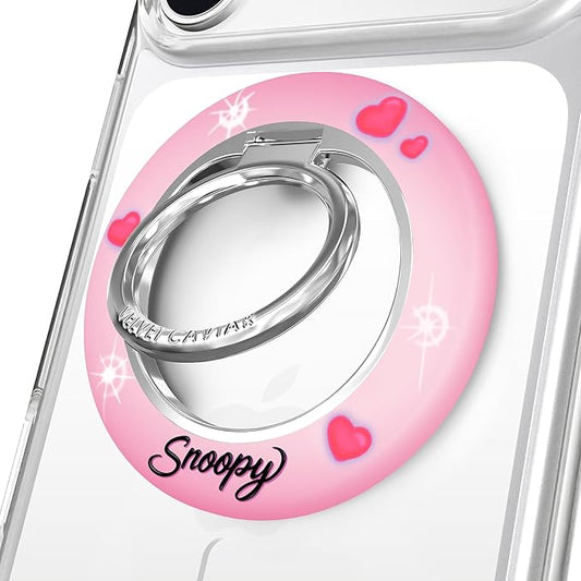 VELVET CAVIAR Compatible with MagSafe Phone Grip 2.0 | Cute Magnetic Ring Holder | Finger Loop Kickstand | Pop On Accessory for iPhone 17, 16, 15, 14, 13, 12 | Snoopy Be Mine