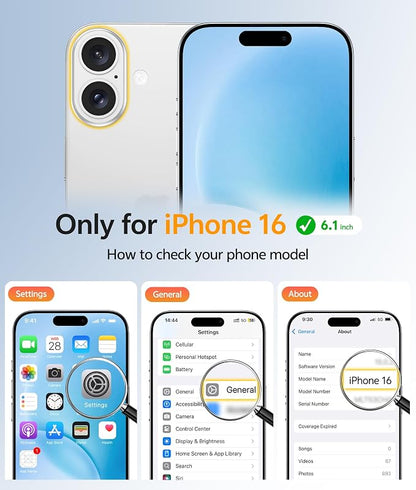 FNTCASE for iPhone 16 Case [Compatible with Magsafe] Translucent Matte Cases with [Screen Protector] Military Grade Shockproof Protective Phone Cover - Light Blue