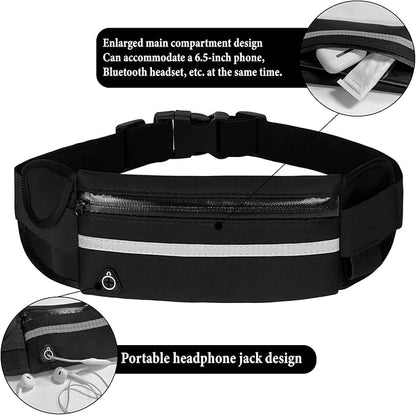 Running Belts for Women and Men,Waterproof Fanny Pack,Flip Belt Running Belt with Water Bottle,Running Phone Holder (Black)