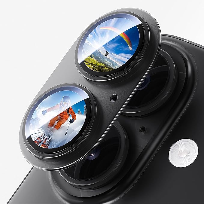 Camera Lens Protector for iPhone 17 6.3"（2025）-Single Piece,Ultra Thin Aluminum Alloy Frame,9H Dual-Strength Glass with 99% AR Light Transmittance,Case Friendly, Black
