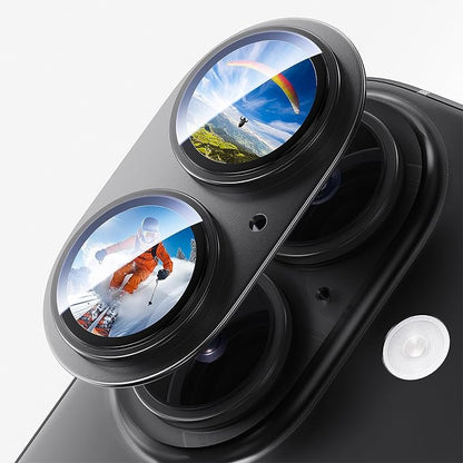 Camera Lens Protector for iPhone 17 6.3"（2025）-Single Piece,Ultra Thin Aluminum Alloy Frame,9H Dual-Strength Glass with 99% AR Light Transmittance,Case Friendly, Black