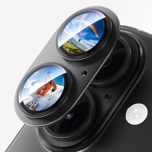 Camera Lens Protector for iPhone 17 6.3"（2025）-Single Piece,Ultra Thin Aluminum Alloy Frame,9H Dual-Strength Glass with 99% AR Light Transmittance,Case Friendly, Black