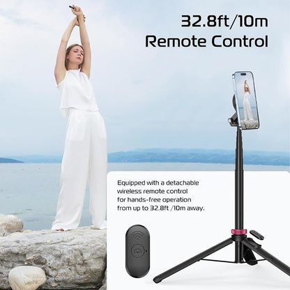 ULANZI 61'' Magnetic Selfie Stick Phone Tripod with Wireless Remote, Extendable Cell Phone Holder Stand, Compatible with MagSafe, Cellphone Tripod for iPhone 17 16 15 14 13 12 and Android Phones