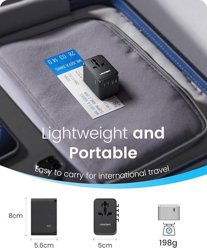 LENCENT 28W Universal Travel Adapter Kit(3 USB C 2 USB A), Type D/G/C/I/A | Worldwide Charger, International Power Adaptor for Europe UK Maldives Sri Lanka India Nepal Ghana Zimbabwe Tanzania Nigeria