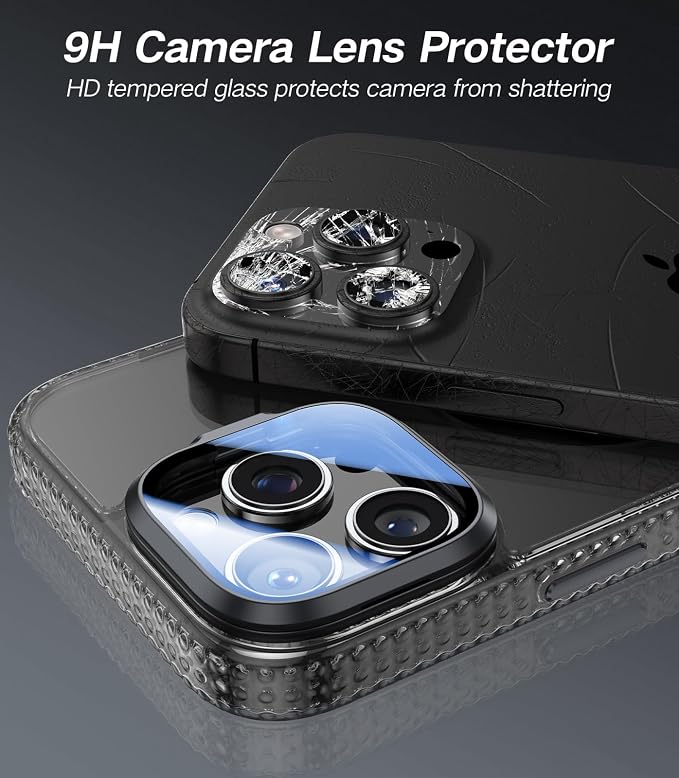 [Upgraded] for iPhone 16 Pro Case with Camera Cover Stand [Fit for MagSafe][9H Camera Lens Protector] Mil-Grade Protection Transparent Magnetic iPhone 16 Pro Phone Case, Clear Black