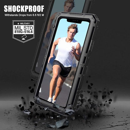 Mitywah Waterproof Case for iPhone 11 Pro Max, Heavy Duty Military Grade Metal Case Built-in Screen Protection, Full Body Protective Rugged Defender Phone Case, Black