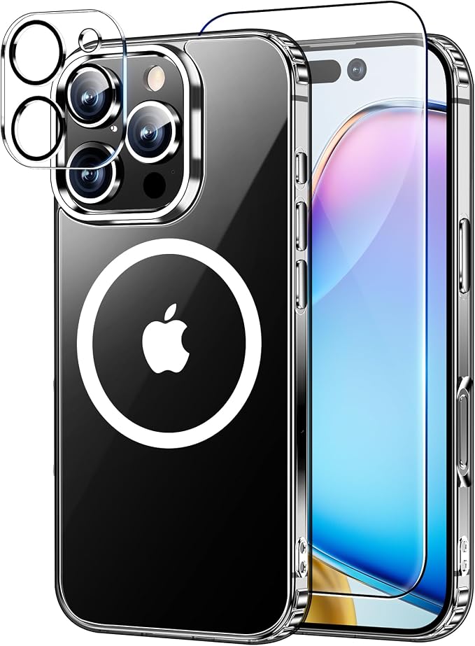 xiwxi for iPhone 16 Pro Max Case, [Compatible with Magsafe], with Screen Protector+Camera Protector, [Military-Grade Drop Protection], Anti-Yellowing Magnetic Phone Case-Clear