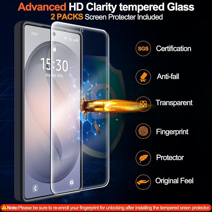MOZOTER for Samsung Galaxy S26 Ultra Case with Magnetic,[Compatible with MagSafe][12Ft Military Dropproof][2*Screen Protector] Translucent Anti-Slip Back Slim Shockproof Case for S26 Ultra-Black | [12Ft Military Dropproof][2*Screen Protector]Translucen...