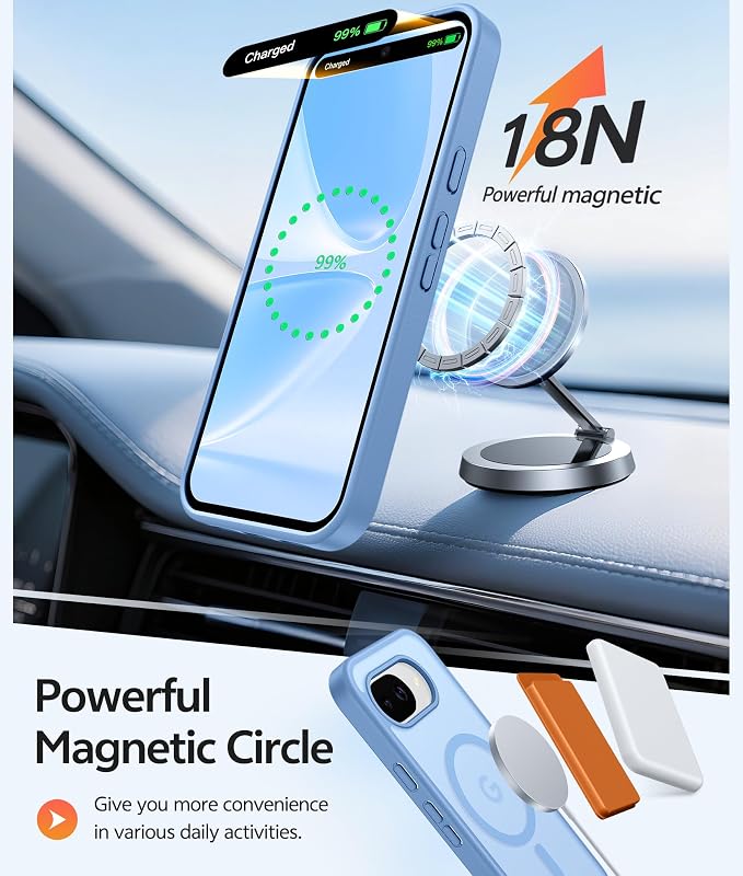 FNTCASE for Google Pixel 10a Case: [Compatible with Magsafe] Translucent Matte Cases with [Screen Protector] Military Grade Shockproof Protective Magnetic Phone Cover for Pixel 10A - Light Blue