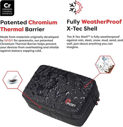 PHOOZY Tech Pouch and Cable Organizer Bag for Travel - NASA Inspired Thermal Protection with Dual Compartment Design - Weatherproof Electronics Organizer (BLACK)